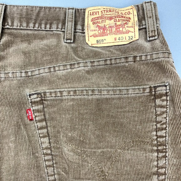 Levis 559 Jeans Sz 40 Fit 38" Brown Corduroy Relaxed Straight Baggy Skater VTG - Picture 13 of 14